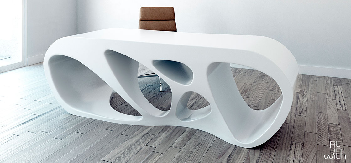 Fit in With. Modelo Ludia.  Mueble despacho  Direccion en Solid Surface