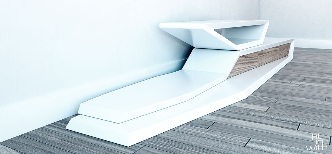 Fit in With. Modelo Tecum. Mueble para TV en Solid Surface